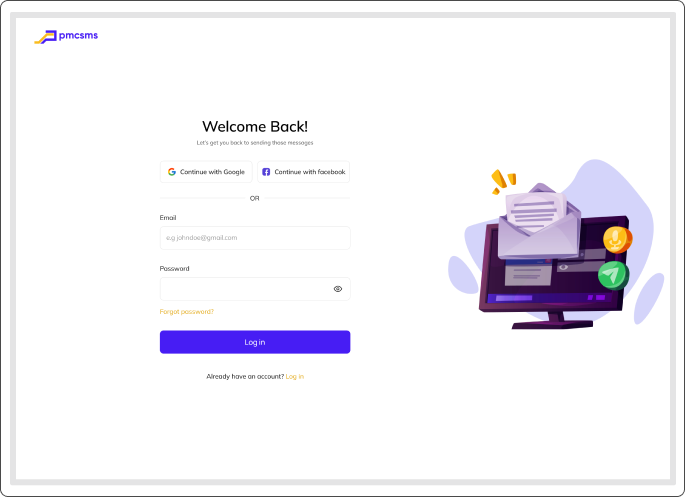 Image of the login page